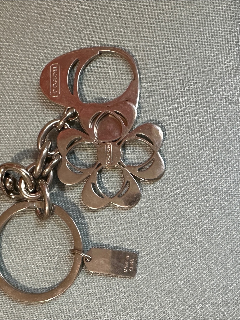 Coach Bag Cluster Charm Key Chain (Missing one charm) pink silver tone - Picture 6 of 9